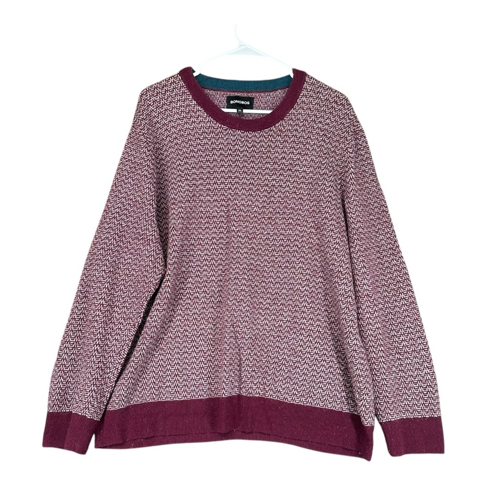 Bonobos Men’s XXL Maroon Knit Sweater Grandpa Lambswool Cashmere Blend Preppy